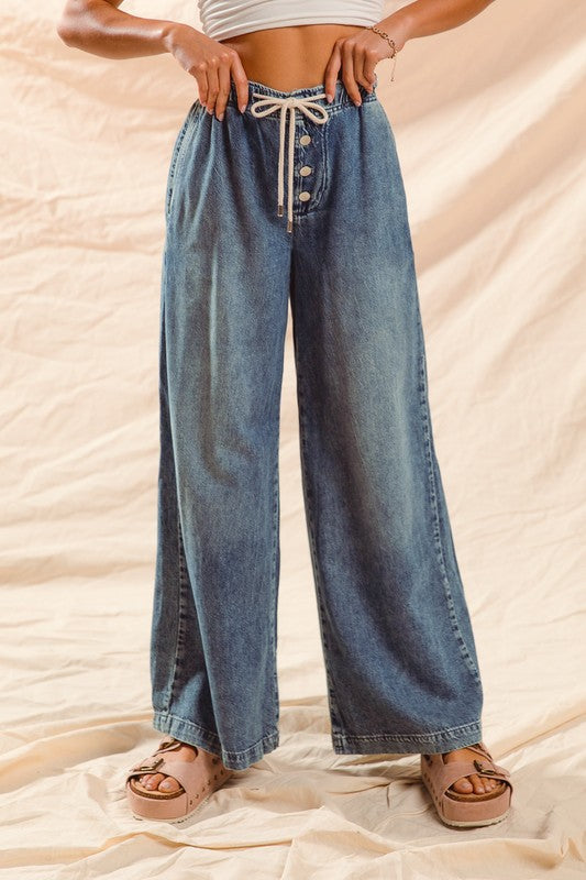 So Me Wide Leg Denim Pants