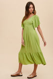 Stand Out Midi Dress in Moss