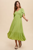 Stand Out Midi Dress in Moss