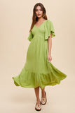 Stand Out Midi Dress in Moss