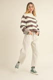 Striped Cotton Sweater in Coco/Cream