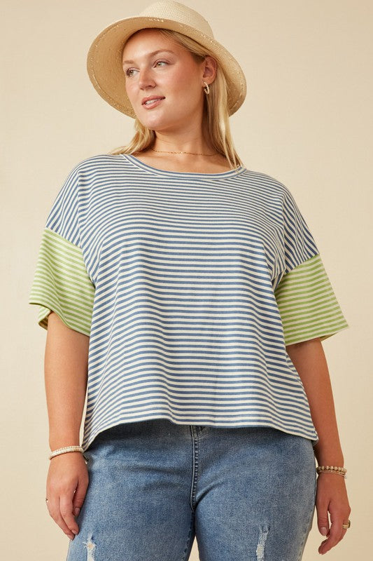 Making Waves Stripe Tee in Denim Mix