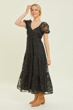 Wednesday Lace Maxi Dress in Black