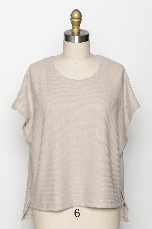 Thermal Oversized Top in Taupe