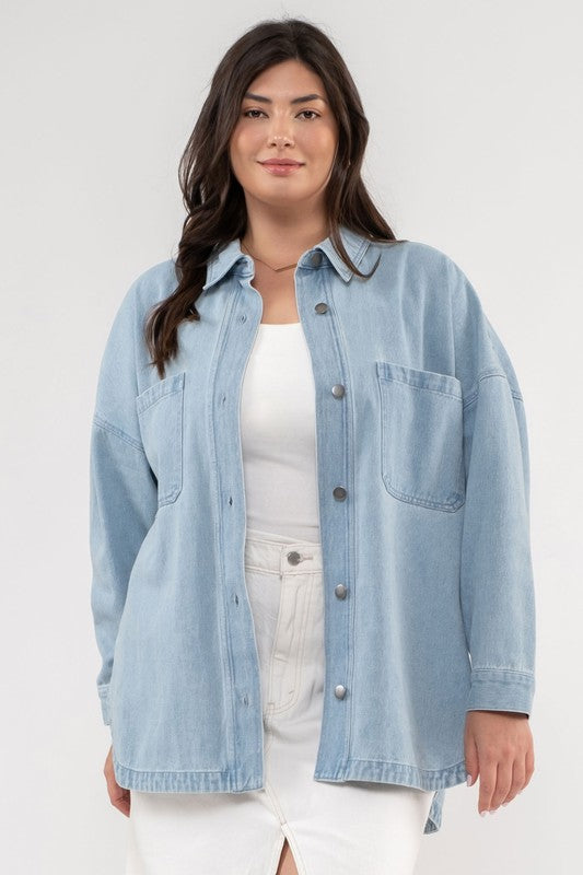 Classic Denim Shacket in Light Denim