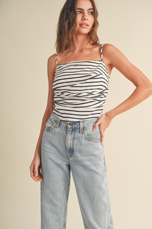 Catamaran Striped Top in Navy Stripe