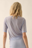 Mesh Crewneck Top in Violet Blue