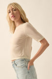 Mesh Crewneck Top in Cream
