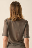 Mesh Crewneck Top in Charcoal