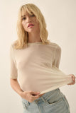 Mesh Crewneck Top in Cream