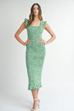 Rachel Green Floral Dress in Kelly Green