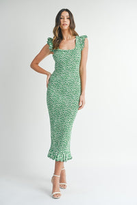 Rachel Green Floral Dress in Kelly Green