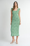 Rachel Green Floral Dress in Kelly Green