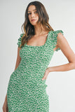 Rachel Green Floral Dress in Kelly Green
