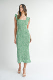 Rachel Green Floral Dress in Kelly Green