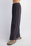 Laguna Washed Linen Pants in Black