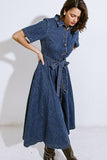 Denim Days Midi Dress in Medium Indigo
