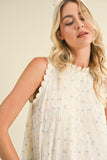 Baby Love Embroidered Top in Pink Blue Floral