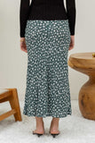 90's Floral Midi Skirt in Hunter Green