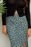 90's Floral Midi Skirt in Hunter Green