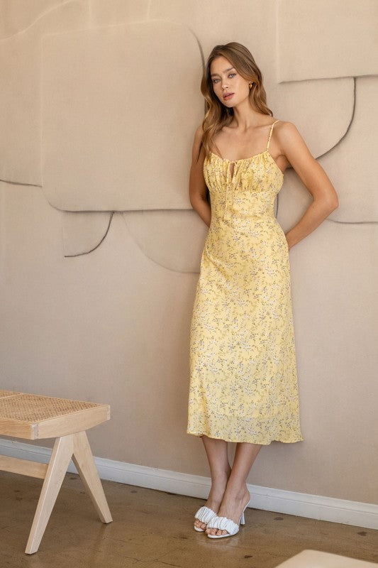 She's All That Floral Midi Dress in Yellow