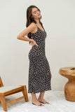 Can't Hardly Wait Floral Midi Dress in Black