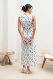 Juliet Floral Dress in Ivory/Blue