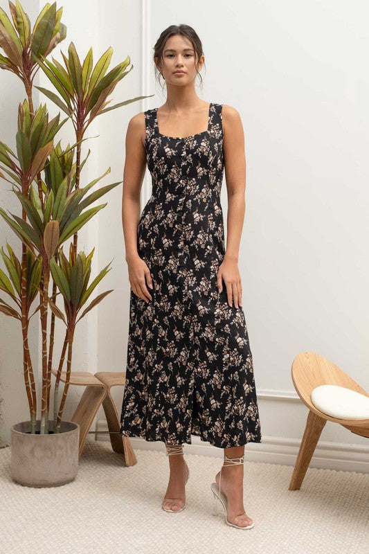 Juliet Floral Dress in Black