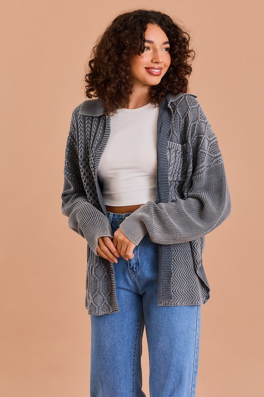 Beach Walk Cable Sweater in Charcoalt