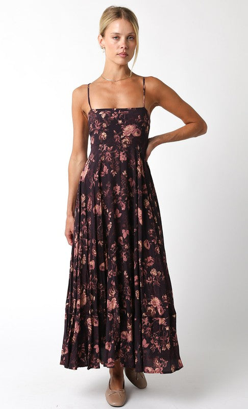 Bauer Floral Dress in Burgundy