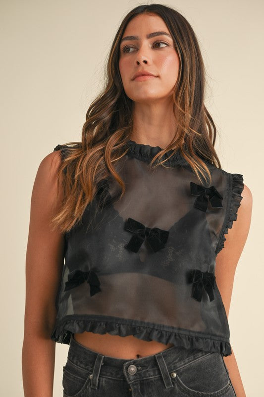 Put A Bow On It Top in Black