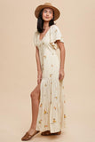 Floral Embroidered Maxi Dress in Buttercream