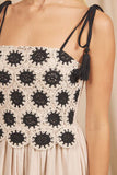 La Jolla Crochet Midi Dress in Natural/Black
