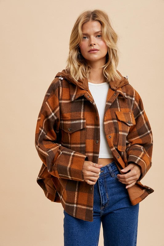 In The Woods Plaid Jacket in Camel