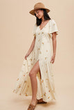 Floral Embroidered Maxi Dress in Buttercream