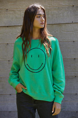 Made Me Smile Pullover in Neon Green
