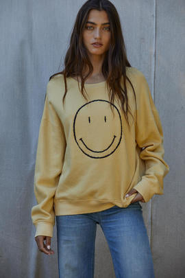 Made Me Smile Pullover in Yellow