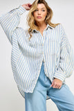 Coastal Striped Button Down Shirt in Natural/Blue