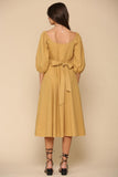 Fallen Leaves Midi Dress in Mustard