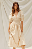 Lacy Cotton Midi Dress in Natural