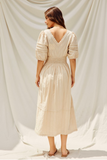 Lacy Cotton Midi Dress in Natural