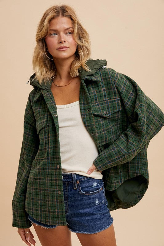 In The Woods Plaid Jacket in Evergreen