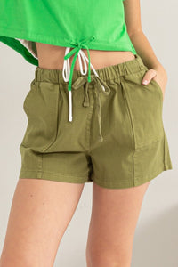 Drawstring Shorts in Moss