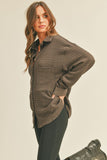 Crinkle Button Down Shirt in Espresso