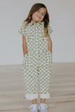 Checkered Utility Jumpsuit in Green