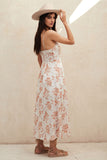 Floral Sweetheart Midi Dress in Natural Rust